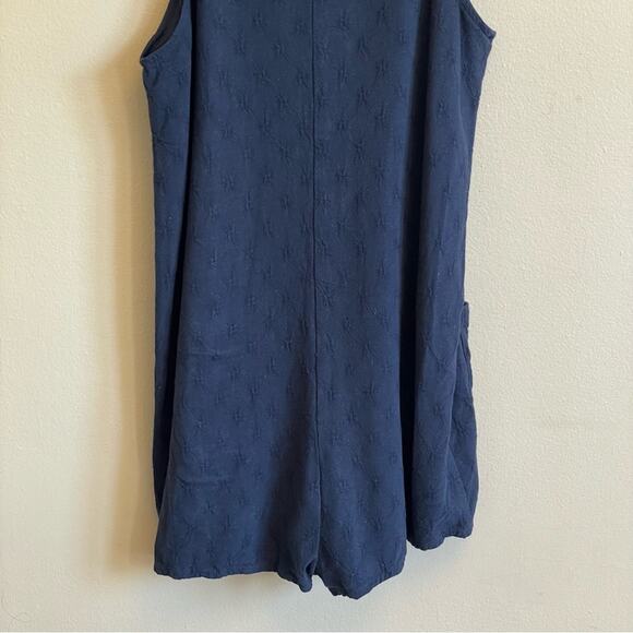 Gianni Bini S Navy Blue romper button down summer vacation bow tie square - Picture 7 of 7